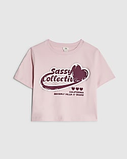 Girls Pink Sassy Crop Top
