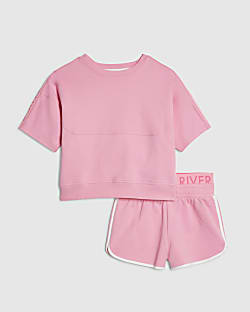 Girls Pink T-Shirt and Runner Shorts Set
