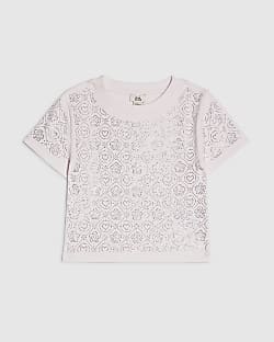Girls Pink RI Diamante T-Shirt