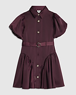 Girls Red Satin Prom Dress