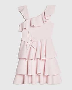 Girls Pink Asymmetric Dress