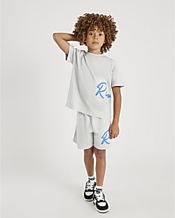 Boys Grey River T-Shirt And Shorts Set