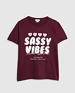 Girls Red Sassy Vibes T-Shirt