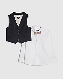 Mini Boys Navy Tailored Waistcoat 3 Piece Set