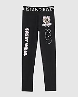 Girls Black Sassy Vibes Leggings
