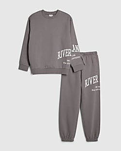 Boys Grey River Hoodie And Joggers Set