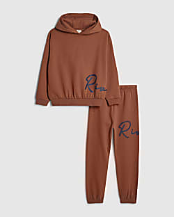 Boys Orange River Hoodie And Joggers Set