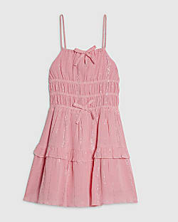 Mini Girls Pink Tiered Dress