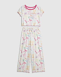 Girls Cream Bow Pyjamas Set