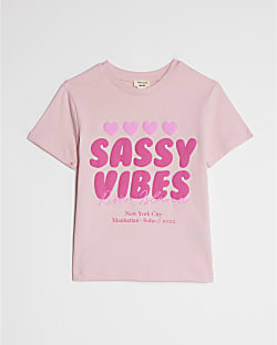 Mini Girls Pink Sassy Vibes T-Shirt Set