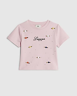 Girls Pink L'amour Rosette T-Shirt