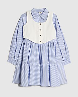 Girls Blue Stripe Hybrid Shirt Dress