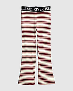 Girls Pink Stripe Flared Trousers