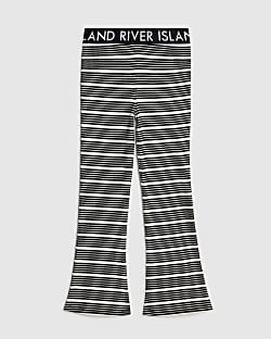 Girls Black Stripe Flared Trousers