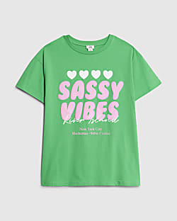 Girls Green Sassy Vibes T-shirt