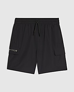Boys Black Zip Cargo Shorts