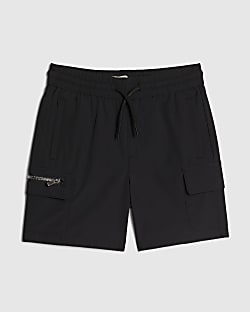 Mini Boys Black Zip Cargo Shorts