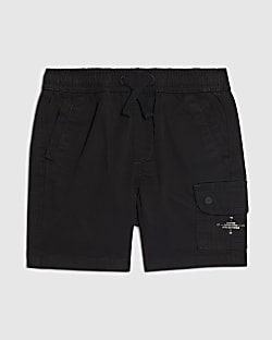 Mini Boys Black Twill Cargo Shorts