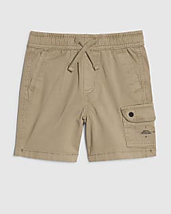 Mini Boys Beige Twill Cargo Shorts