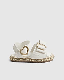 Mini Girls White Snake Bow Espadrille Sandals