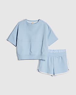 Girls Blue RI Waistband T-Shirt Set