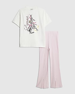 Girls White L'amour Paris T-Shirt Set