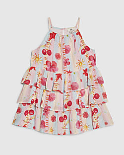 Mini Girls Blue Beach Print Mini Dress