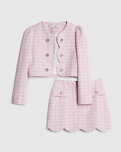 Girls Pink Scallop Skirt Set