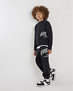 Boys Black River Branded Sweatshirt Set