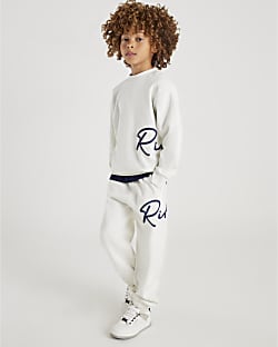 Boys Cream River Branded Sweatshirt Set