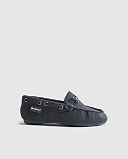 Mini Boys Navy Snaffle Loafers