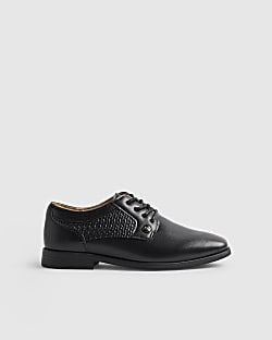 Boys Black Faux Leather Point Shoes