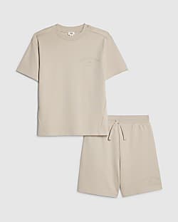 Boys Beige Essentialism T-Shirt Set