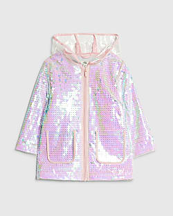 Mini Girls Pink Sequin Raincoat