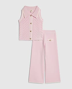 Mini Girls Pink Polo Top Set