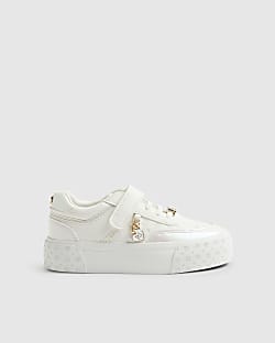 Girls White Monogram Trainers
