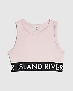 Girls Pink Cropped Tank Top