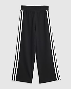 Girls Black Side Stripe Tracksuit Bottoms