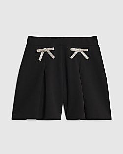 Girls Black Bow Shorts