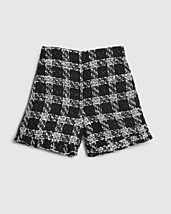 Mini Girls Black Boucle Frill Shorts