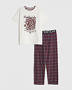 Boys Red Japanese Pyjama T-Shirt Set