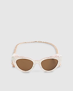 Girls Pink Scalloped Cat Eye Sunglasses
