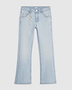 Girls Blue Keychain Flared Jeans