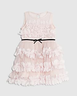 Mini Girls Pink Tiered Tulle Dress