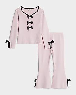 Mini Girls Pink Bow Trousers Set