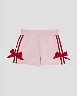 Girls Pink Bow Runner Shorts