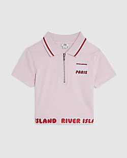 Girls Pink Zip Paris Polo Shirt