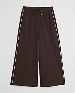 Girls Brown Wide Leg Trousers