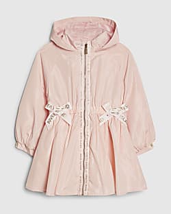 Girls Pink Peplum Raincoat