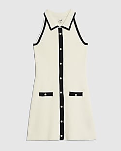 Girls Cream Halter Polo Dress